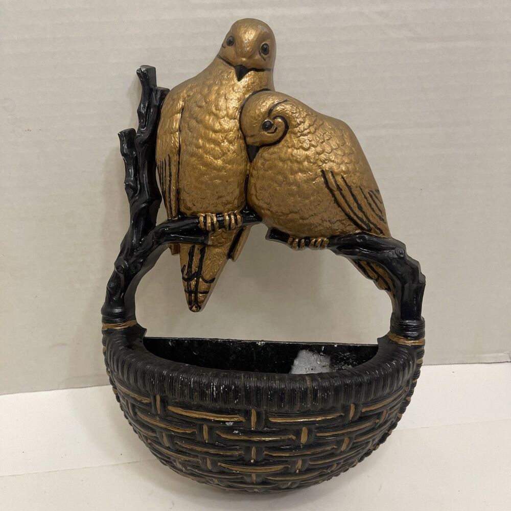 Burwood Product Company Doves Basket Wall Pocket basket 1978 Mid Century 12”